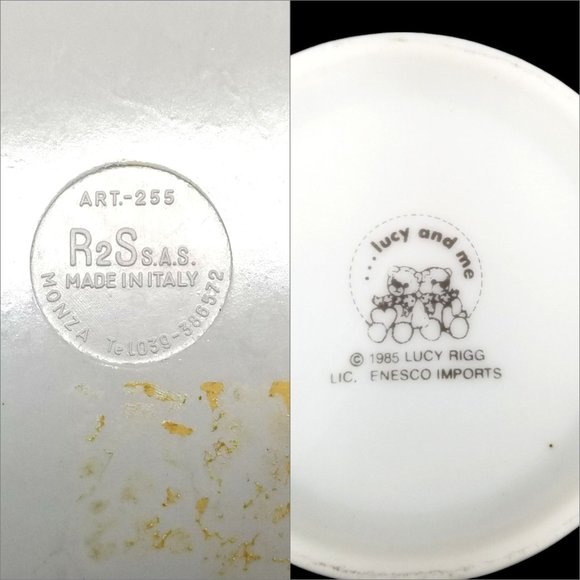 Vtg Lucy Rigg Lucy and Me Bear Plates with 2 Coffee Cups Mugs Made in Italy - Picture 5 of 13